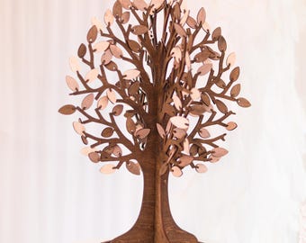 Wooden Wishing Tree Wedding Guest Book Alternative - Personalized Engraved Stand Rustic Wedding Decor Gift