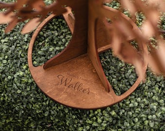 Personalized Wooden Tree Guest Book – Rustic Wedding Keepsake Sign (Engraved)