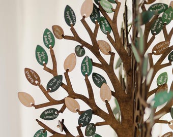 Unique Rustic Wedding Decor  - Personalized Wooden Wedding Tree Guest Book Alternatives