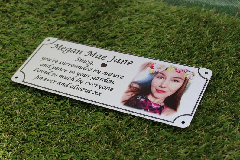Memorial bench plaque New online shopping size 190mm with x 65mm photo text Max 90% OFF
