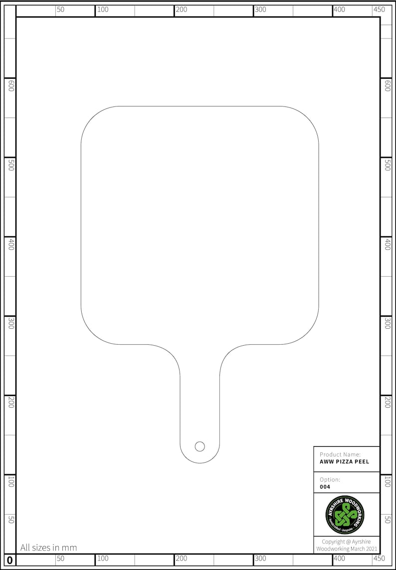 Downloadable Pizza Peel / Paddle Outlines Pack of 10 drawings zdjęcie 4