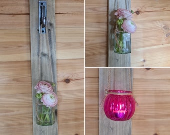 Rustic Sconce / Flower hanger - Mothers Day Gift - Tea Light Hanger - Choose from Tea light or flower holder