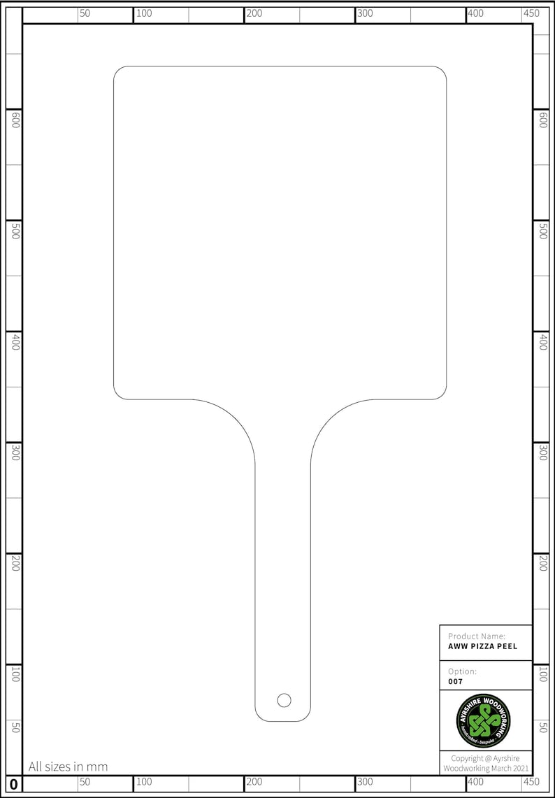 Downloadable Pizza Peel / Paddle Outlines Pack of 10 drawings image 7