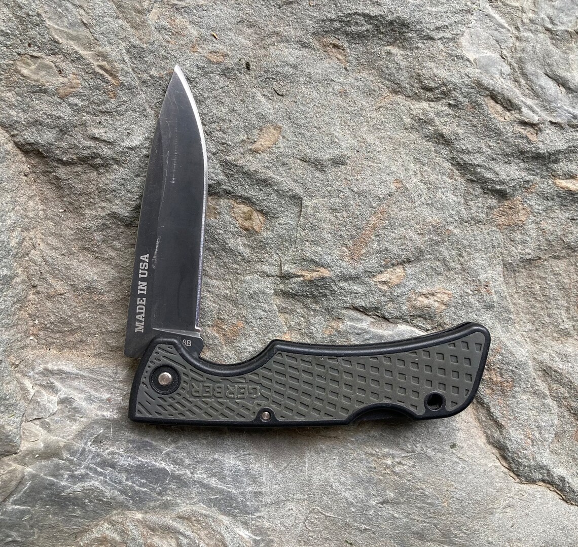 Gerber US1 Folding Pocket Knife Black Plain Edge Lockback Gray Etsy