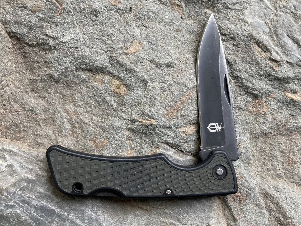 Gerber US1 Folding Pocket Knife Black Plain Edge Lockback Gray Etsy