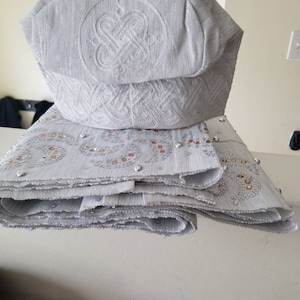 so oke gele, Ipele and file , Auto gele ready to wear, stoned Aso ebi for women , Aso oke turban, Nigeria white embellished Aso Oke, sto
