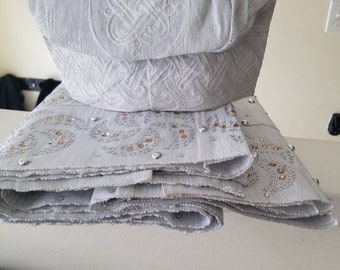 so oke gele, Ipele and file , Auto gele ready to wear, stoned Aso ebi for women , Aso oke turban, Nigeria white embellished Aso Oke, sto