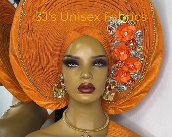 Laser cut aso oke auto gele, ipele and fila  ready to wear gele