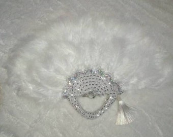 White clutch feathers African traditional wedding hand fan