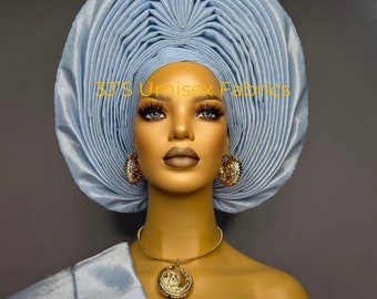 Africa party, Gold Nigeria Gele headtie hat, Aso-Oke Fabric,gele,Headwrap,Ready-to-Wear Gele,Autogele, Ready Made Gele,Nigerian Wedding,