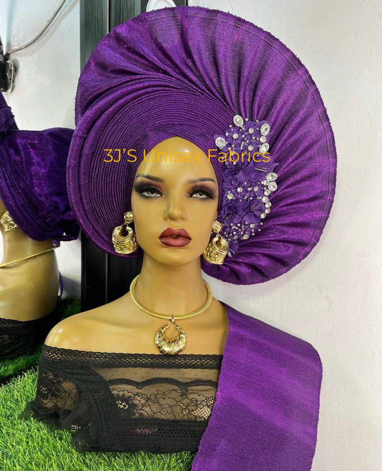 Laser Cut Aso Oke Auto Gele, Ipele and Fila Ready to Wear Gele - Etsy