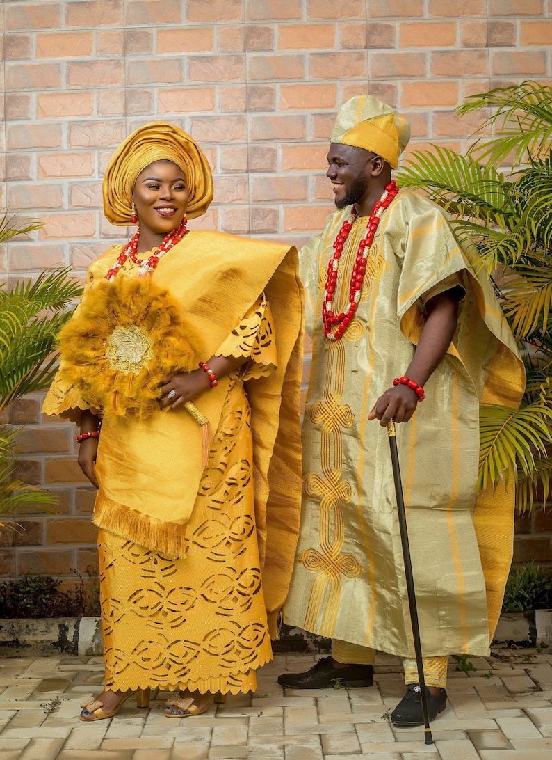 African traditional wedding aso oke for