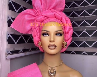 Detailed aso oke auto gele and shoulder