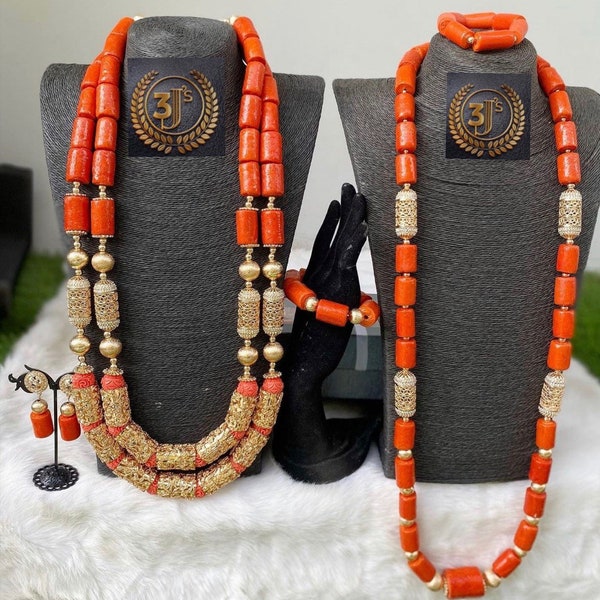 Benin  bead| bride bead| Couple Jewelry set| Nigerian wedding beads| Traditional beads