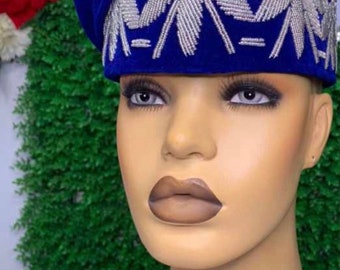 Men’s hat| Velvet hat| beaded hat| Nigeria hat| Wedding hat| brass fila| traditional wedding hat