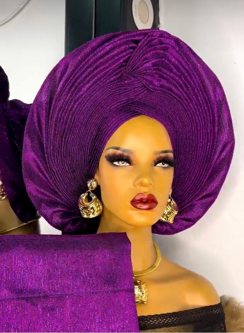 Fascia per capelli in Aso Oke stile nigeriano, con strass per donne