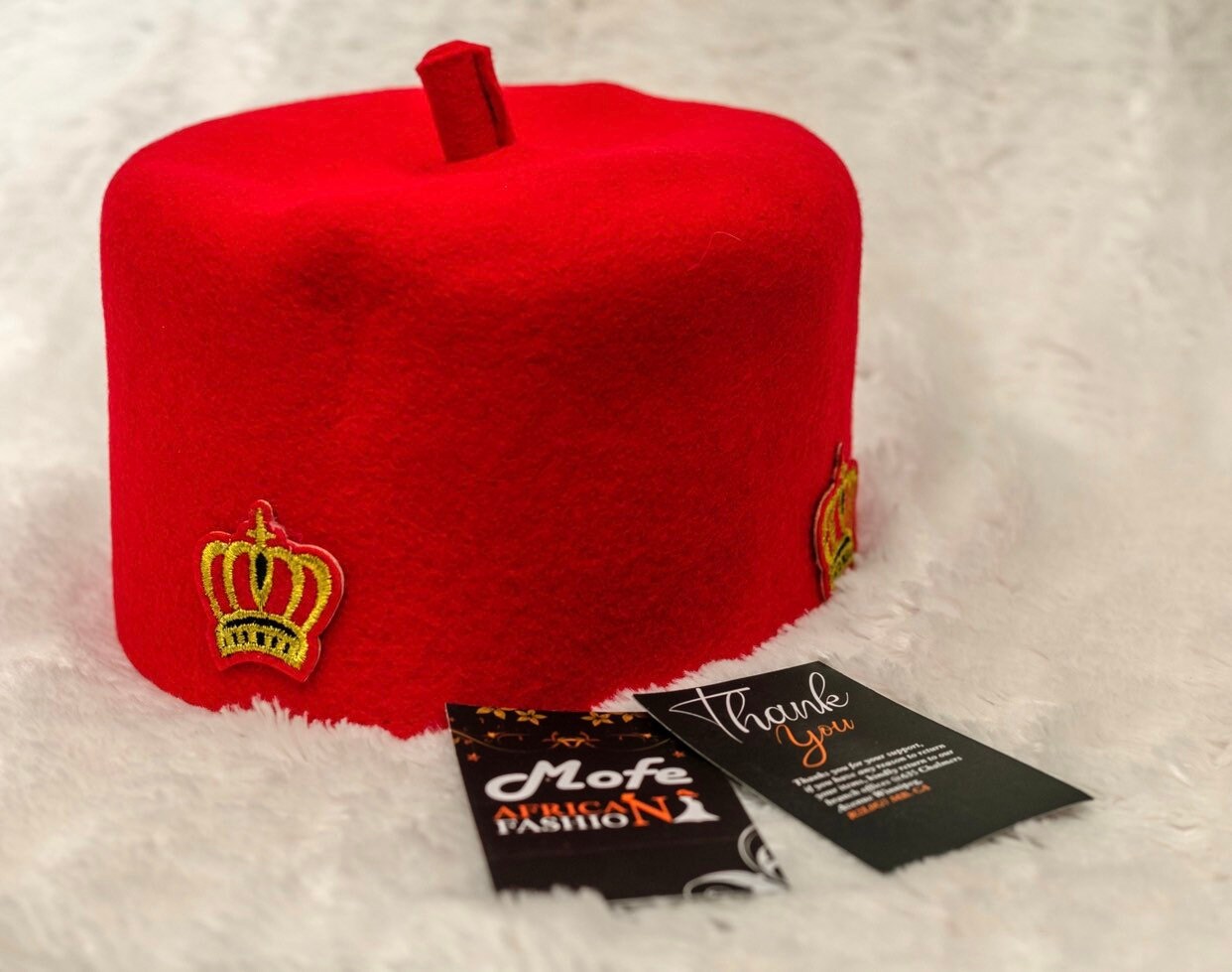 African/ Nigerian / Igbo Red Hat with Stamps / Igbo Traditional Cap/ Hat