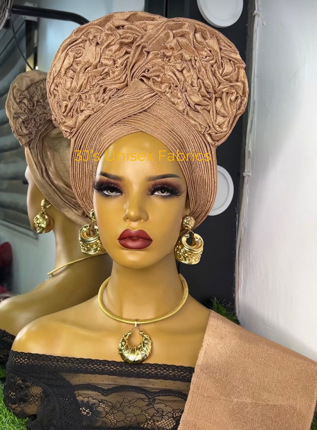 Basket Aso Oke Auto Gele, Ipele and Fila Ready to Wear Gele  display picture 3
