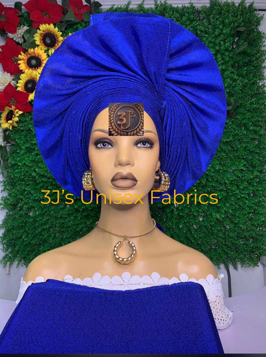 Fascia Copricapo Africana ASO OKE Con Pietre - Turbante Già Confezionato, Viola, Per Matrimoni E Feste
