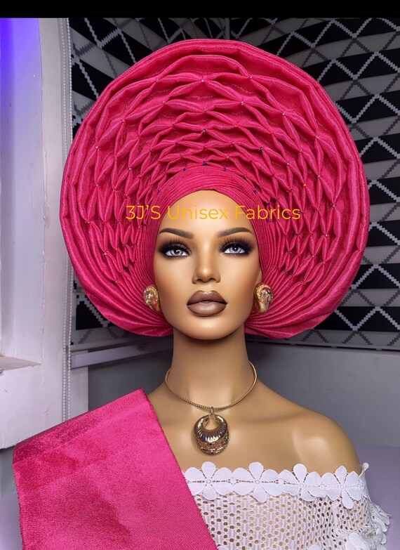 Basket Aso Oke Auto Gele, Ipele and Fila Ready to Wear Gele 
