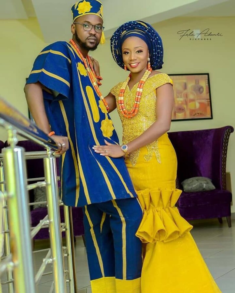 African Traditional Wedding Aso Oke Complete Set For Couple Etsy Canada 