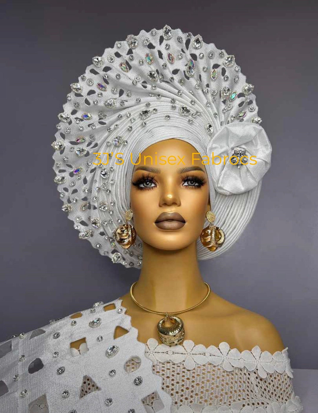 Custom Appliqué Aso Oke Auto Gele, Ipele and Fila Ready to Wear Gele ...