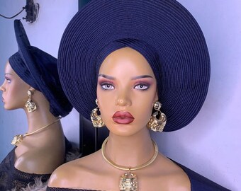 Aso oke autogele/ gele bonito / gele de boda nigeriano/ gele rojo/ gele de mujer/ autogele de lujo/ tocado de boda tradicional