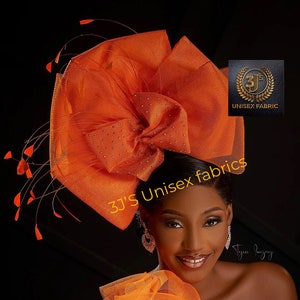 fascinator and | Prettied Gele| handmade fascinator, Nigerian hat, Woman hat, Auto gele ready to wear, Autogele, Women gold