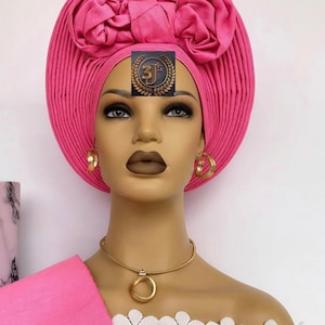 Aso oke auto gele and shoulder, Autogele, Aso ebi gele, Women ready to wear gele, Pre tied Autogele Nigeria ado oke