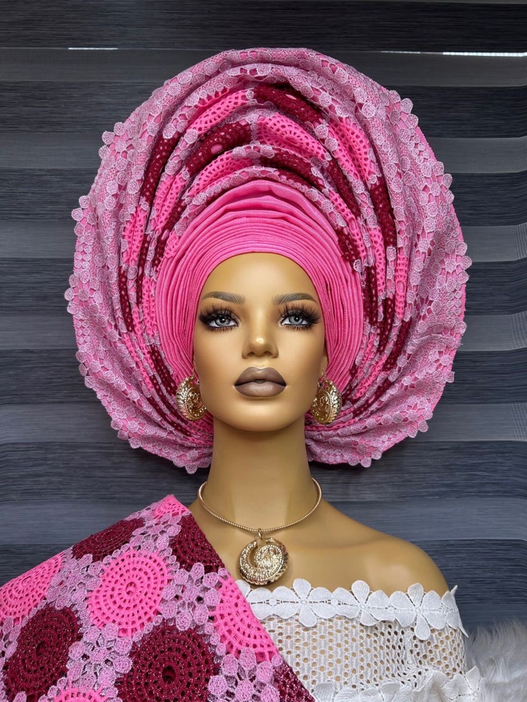 Asooke Et Lace Gele and Ipele Ready to Wear Gele, African , Headwrap ...