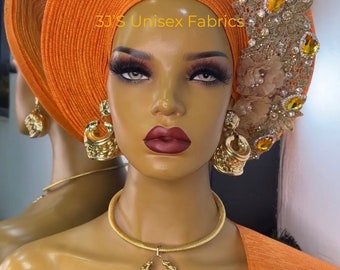 Aso oke autogele/ gele bonito / gele de boda nigeriano/ gele rojo/ gele de mujer/ autogele de lujo/ tocado de boda tradicional