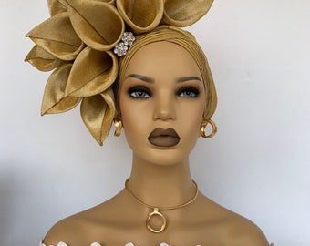 Aso oke autogele,  ready to wear gele| Aso oke turban, Gele ready to wear, Nigeria Gele, prettied headgear, women hat.
