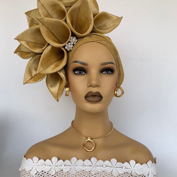 Aso oke autogele,  ready to wear gele| Aso oke turban, Gele ready to wear, Nigeria Gele, prettied headgear, women hat.