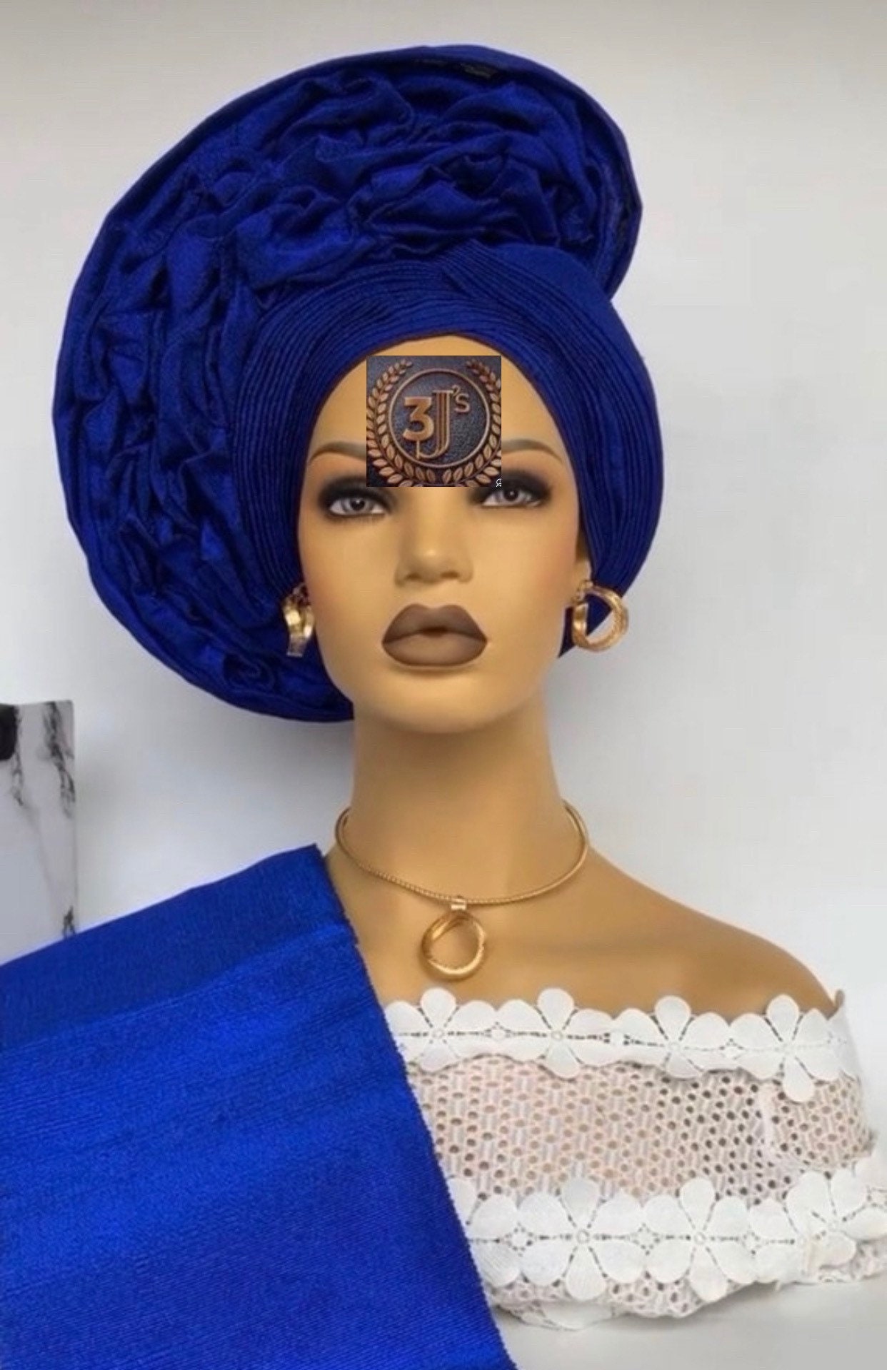 Elegant Classy 
Royal One Of A Kind Hand Made Gele

GEL 1 O326 Gorgeous Damask That Looks Exactly Like Hand Tied Gele  main image 3