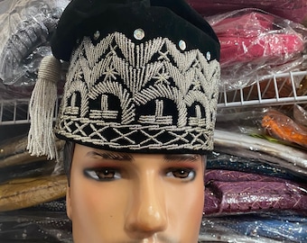 African Fila Asinde |brass hat | beaded hat| Men’s hat| 3 hats| Nigerian hat| men’s fila | Aso oke fila