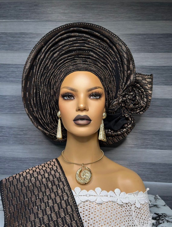 African Aso Oke Auto Gele, Ipele and Fila Ready to Wear Gele  display picture 1