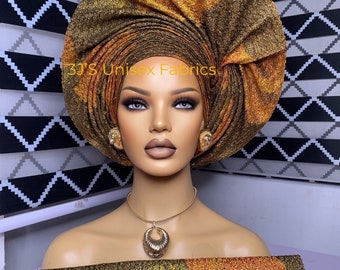 3D auto gele and ipele   ready to wear gele, African , Headwrap, Ready-to Wear Gele, Nigeria Wedding 3D Autogele