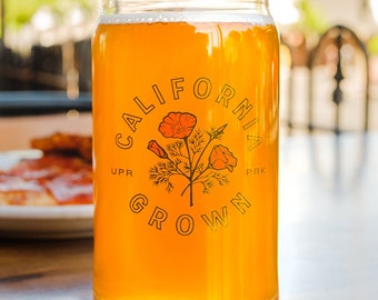 California Grown Beer Can Glass