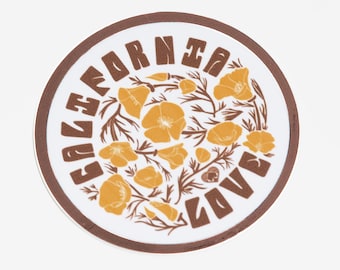 California Poppy Love Sticker