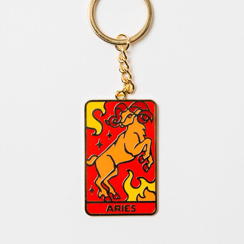 Zodiac Sign Gold Metal Keychains - Etsy