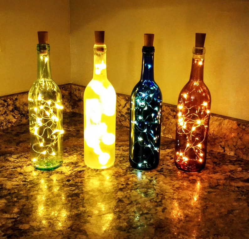 Lighted Wine Bottle / Wine Bottle Lamp / Firefly Lights Etsy