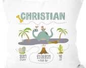 Customizable Pillow for Birth, Birth Pillow Boy Dino Dinosaur, Name Pillow Gift Birth Baby SpecialMe