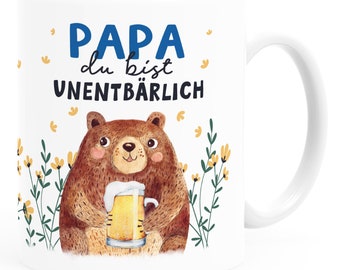 Kaffee-Tasse Vatertag lustig Geschenk für Papa von Kind Du bist unentbärlich Spruch Bär SpecialMe®