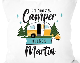 Kissen-Bezug Camping Wohnmobil personalisiert mit Namen persönliche Geschenke für Camper SpecialMe®