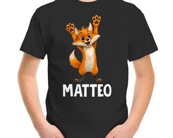 Children's T-Shirt Fox with Name – Personalized Shirt for Boys – Printed Animal Motif – Gift for School Enrollment or Birthday