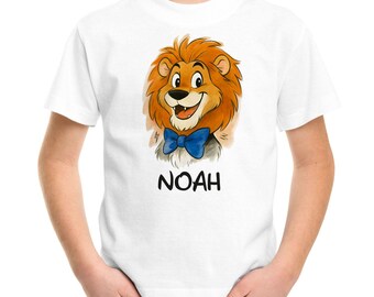 Children's boys' T-shirt with name personalized lion comic style print shirt children's fashion SpecialMe®