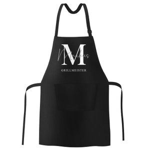 Grillschürze Grillmeister personalisiert mit Buchstabe Monogramm und Wunschname Baumwoll-Schürze SpecialMe® Bild 2