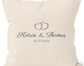 personalisierbares Kissen zur Hochzeit mit Namen und Datum personalsiert Hochzeitsgeschenk Kissenhülle SpecialMe®