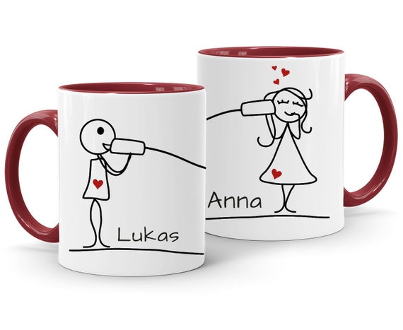 Tasse à café avec nom Love Couple Stick Figure Motif Personnalisable  Cadeaux damour Saint-Valentin Noël 1 tasse SpecialMe® -  France