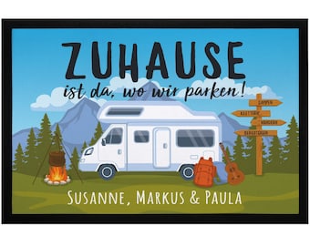 Fußmatte mit Namen Zuhause ist da wo wir parken personalisiert Geschenk für Wohnmobilbesitzer Familie SpecialMe®